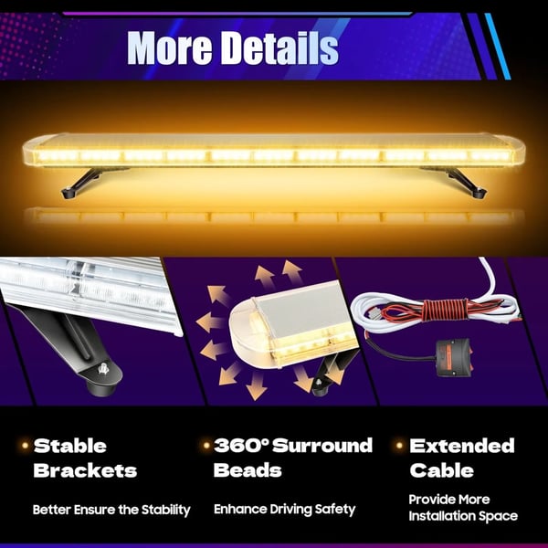 Advarselslys, 96 LED, 15 Blinkemodes,Gul
