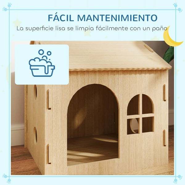 Hundehus, 49,5 x 41 x 51 cm, Eg MDF, Vindue 12 x 15 cm, Frontindgang 20 x 27,5 cm, Intern 45 x 39 x 48/40 cm