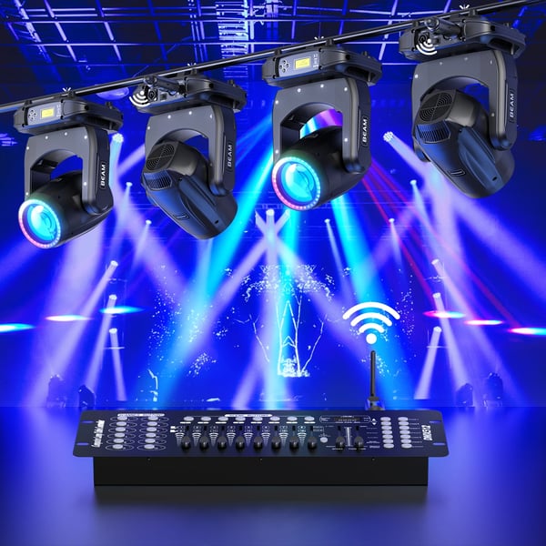 Trådlös DMX512-mottagare, inbyggt batteri, smart LED-display,4PCS