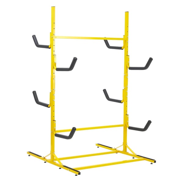 Kajakopbevaringsstativ, Heavy-duty stål, Justerbar højde,Gul