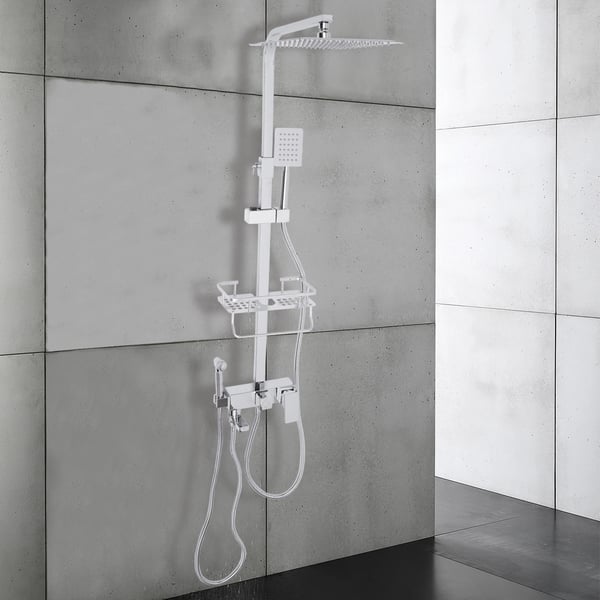 Duschsystem, rostfritt stål, väggmontering,Silver