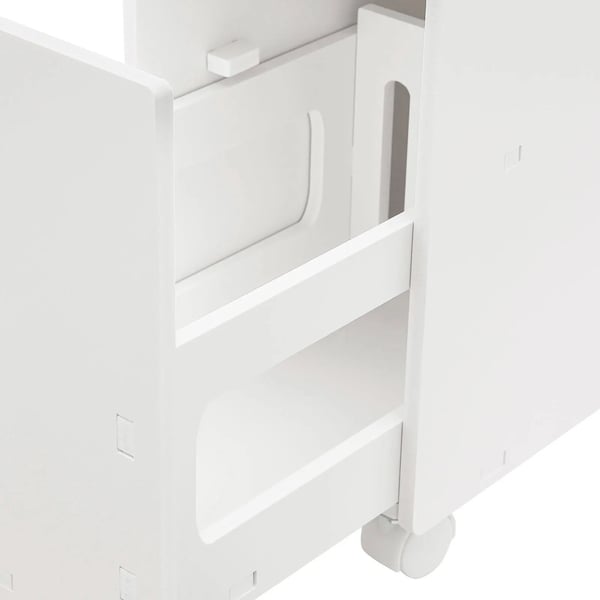 Badeværelsesskab, 53*22.5*75cm Dimensioner, Træplastplade Materiale, 2 Skuffer, 4 Hjul, Samling Påkrævet