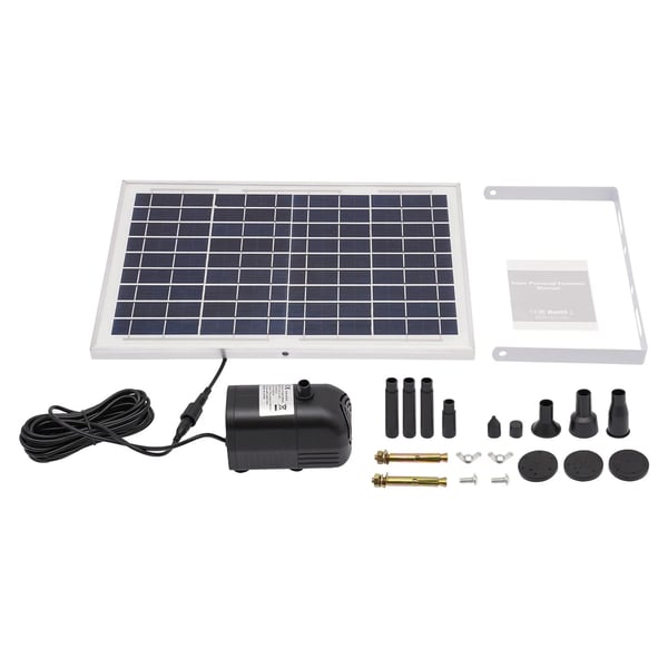Solvandpumpe, 1000 L/H Flow Rate, 1,5 m Maks. Løftehøjde, Solpanel 17V/10W, IP68 Vandtæt Rating, ABS & Glas Materiale