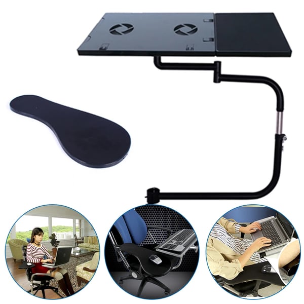 Stol Tastaturbakke, Justerbar Højde 42-60 cm, USB Køleventilator,sort