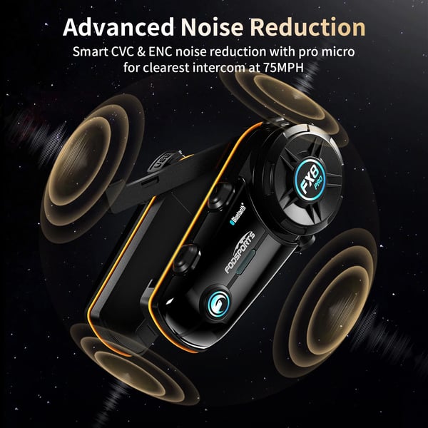 Motorcykel Bluetooth Intercom Headset, 8 Ridares Anslutning, 2000M Intercom Räckvidd, FM Radio Funktionalitet, Dubbel Bluetooth Chip, 900mA Batteri