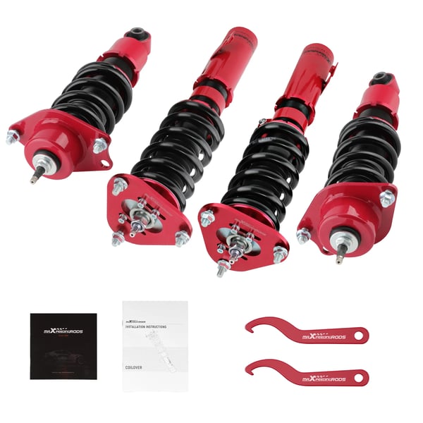 Affjedringstuning Coilovers, Justerbar Højde 25-75mm, 24 Niveauer Afbøjningsdæmpning, CNC-bearbejdet Aluminium