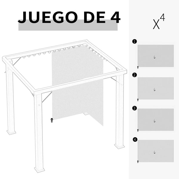 Gazebo Sidevægge, Dimensioner 3,5 x 2 m, Farve Lys, Antal Sidevægge 4,GRÅ