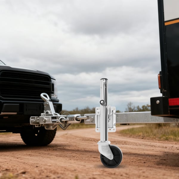 Trailer Støttehjul, 540 kg Belastningsevne, 6 tommer Hjuldiameter, Højdejusteringsområde 32-57,4 cm, Kulstofstål Materiale, Pakke Størrelse 60*15