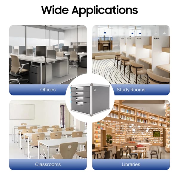 Filopbevaringsskab, 4 låsbare skuffer, moderne design,GRÅ