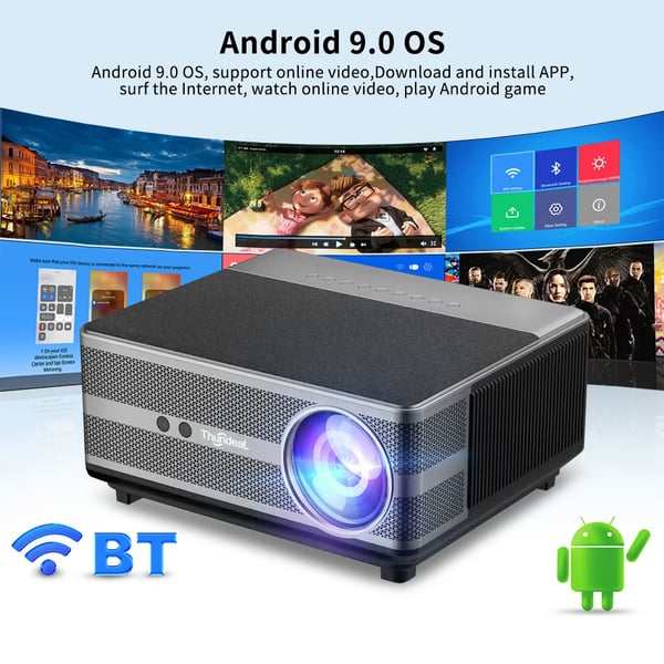 Projektori, 1080P Full HD -tarkkuus, WiFi-yhteys, Android-versio