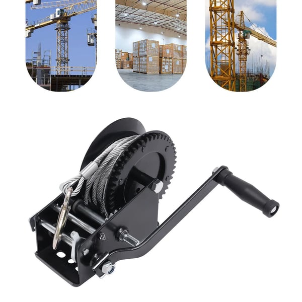 Håndvinsch, 3500 lbs belastningskapacitet, 33 ft kabel, skridsikker håndtag, høj kvalitet kulstofstål, letvægts ca. 15 lbs
