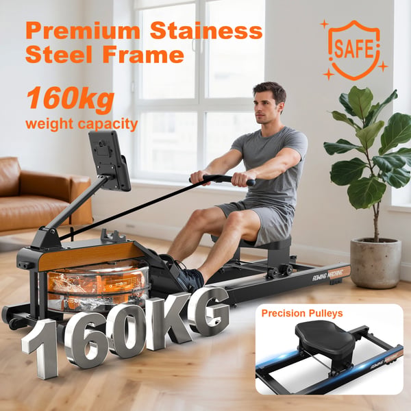 Roningmaskine, Stålramme, 72 x 20 x 22 tommer, 300 lbs kapacitet, Vandmodstand, Justerbar tablet-holder