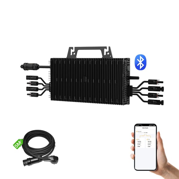 Mikroinverter, Integreret Wi-Fi, Alsidig Kompatibilitet,16-60V, 220-240V, sort