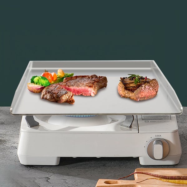 Rustfrit Stål Grillplade, 49 cm x 32,5 cm Størrelse, Tåler Opvaskemaskine,Sølv