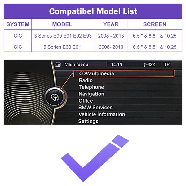 Langaton CarPlay, Android Auto, USB-soitto,CIC-järjestelmä musta