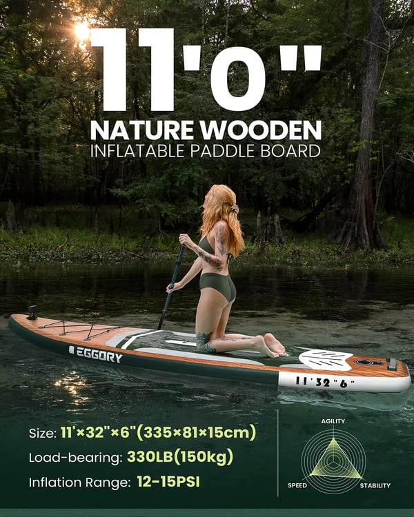 Oppustelig Paddleboard, 150 kg Kapacitet, Skridsikker Dæk,ÆGTE