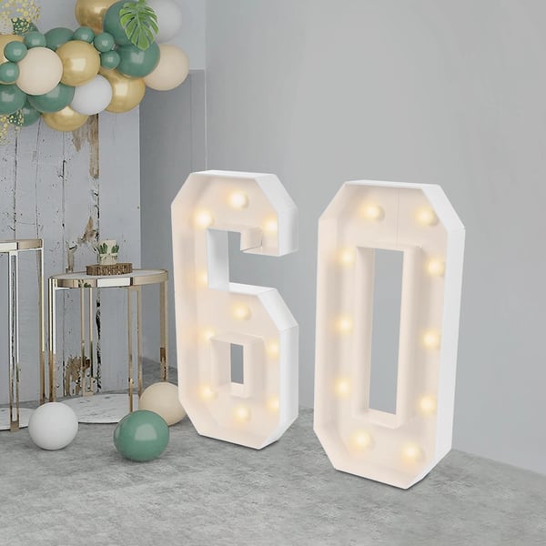 Digital ramme, 20 LED-pærer, batteridrevet, varm lysfarve, 2000-3000K temperatur, gulvstående