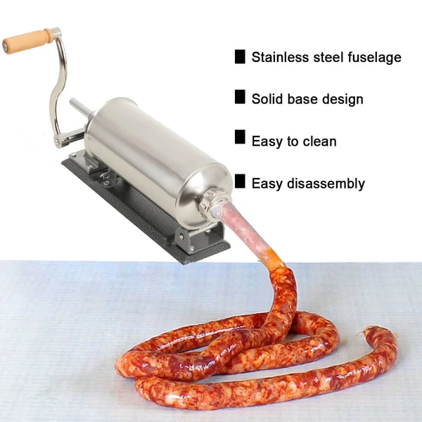 Pølsefylder, 3L kapacitet, rustfrit stål konstruktion, manuel betjening, ergonomisk design, nem at rengøre