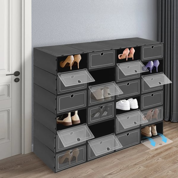 Skoorganisator, Stabelbar Design, Holdbar Opbevaringsløsning,sort