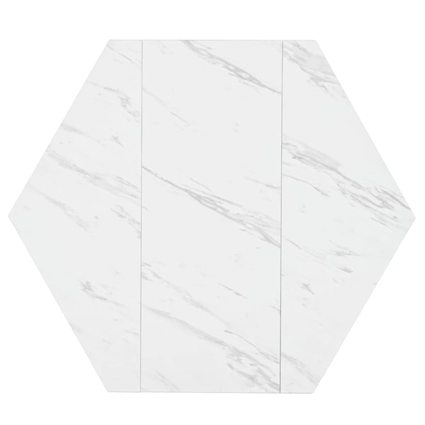 Spisebord, Hexagonal Marmor Top, Metalramme,HVID