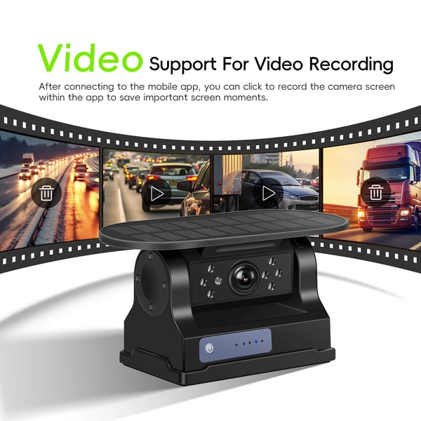 Bilkamera, 720P HD opløsning, infrarød natvision, trådløs forbindelse, IP67 vandtæt rating, kompakte dimensioner