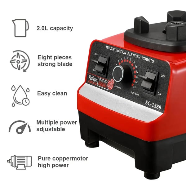 Kommersiel Blender, 2000W Effekt, BPA-fri Materialer,2 i 1