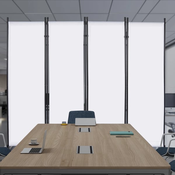 Foldbar skærmvæg, 200*170 cm, jern & 420D PU Oxford stof, fritstående, 360° foldbar, 7,6 kg