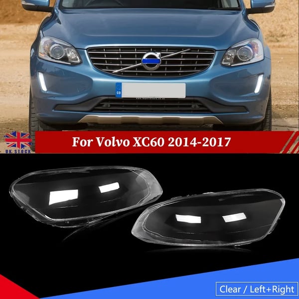 Forlygte Linse Dæksel Samling, Polycarbonat Materiale, Gennemsigtig / Klar Farve, Passer til 2014-2017 Volvo XC60,par