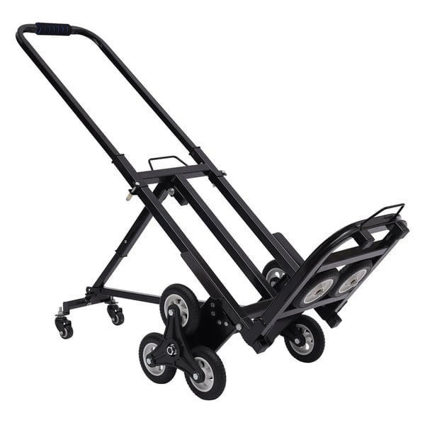 Trappeklatrer, Belastningsevne 150 kg, Sammenklappeligt design, 2 forhjul, 6 baghjul, Tykt stålramme