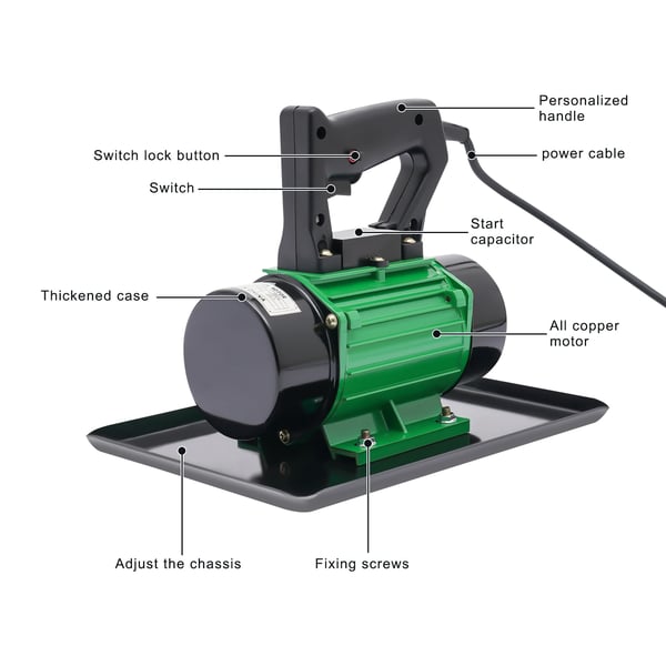 Betongvibrator, 250W, 220V Spänning, 3500 RPM Hastighet, 100 kg Vibrationskraft, 1.5 m Kabel längd