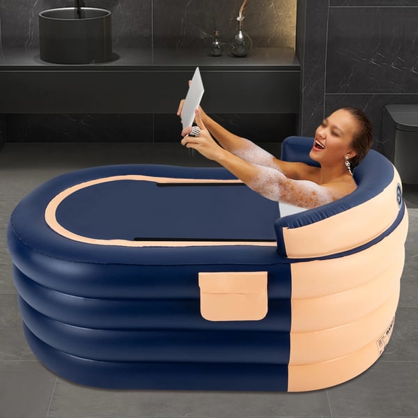Oppustelig Badekar, PVC Materiale, 100 kg Kapacitet, 30 W Pumpeffekt, Firkantet Form, Oppustes på 1 Minut