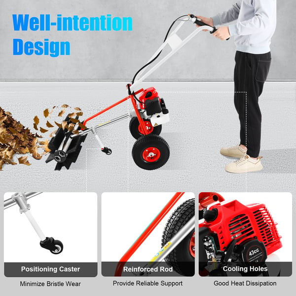 Plænefejer, 60 cm arbejdsbredde, 1,7 hk motor, brugervenligt design