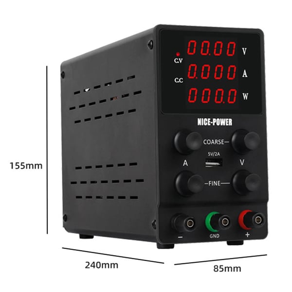 Reguleret Strømforsyning, 0-30 V Udgange, 0-10 A Strøm, USB Opladningsinterface,EU