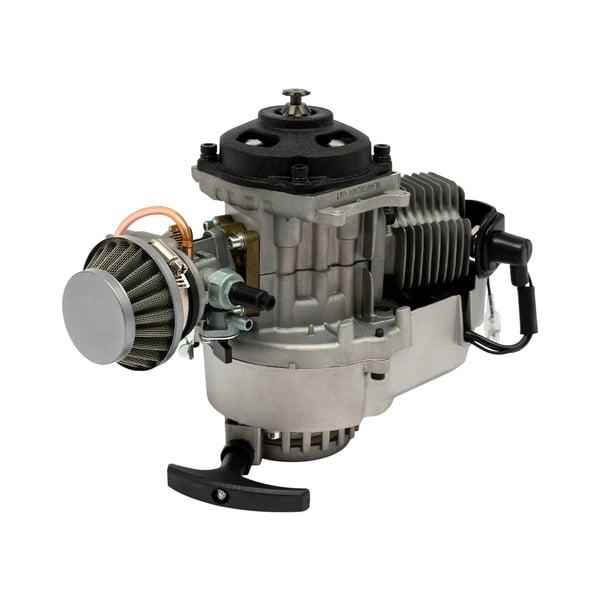 To-taktsmotor, 49cc slagvolumen, 3HK effekt, 12500 RPM, 0,32 gallons brændstoftank, holdbar konstruktion