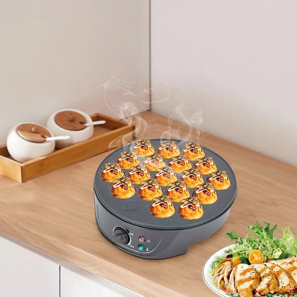 Takoyaki-kone, 18 reikää, sähköinen keittokone,musta