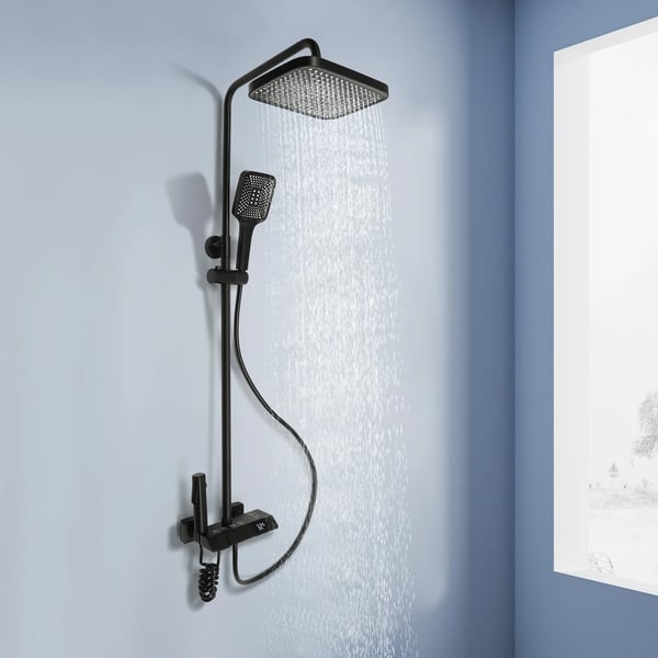 Bruser Sæt, Messing Kropsmateriale, Temperaturinterval: 0-80℃, Top Spray Størrelse: 27,5 cm x 18,4 cm, Håndbruser Længde: 25 cm