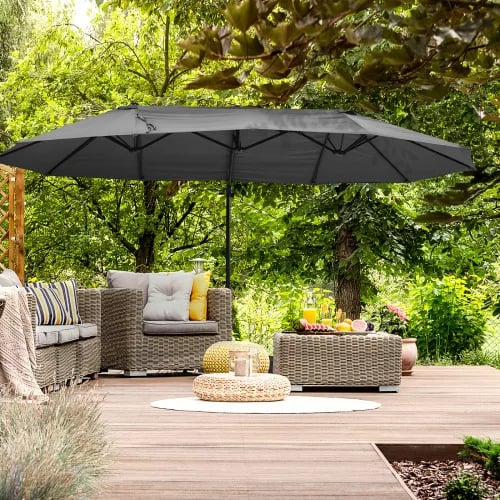 Solskærm Parasol, Metalramme, 440 cm Bredde, 270 cm Dybde, 250 cm Højde, UV Resistens