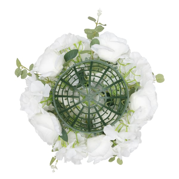 Konstgjorda Blomsterbollar, 34 cm storlek, 6-pack, Ros och Hortensia, Vit