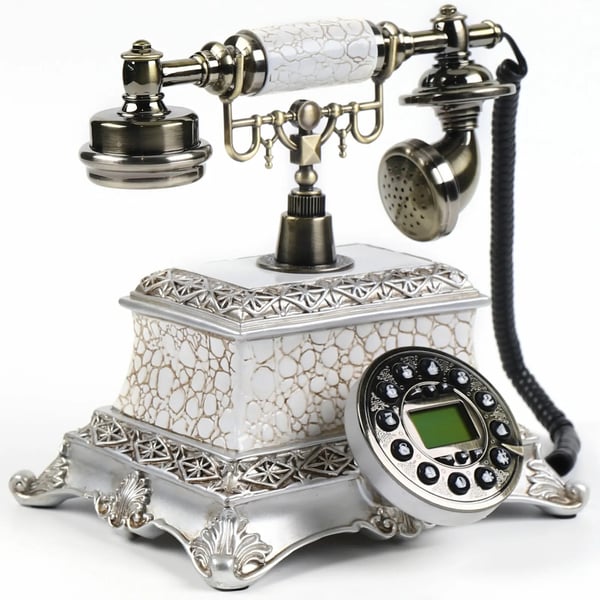 Retro telefon, Højklasse resin konstruktion, Kompakt design, Kompatibel med standard PSTN-linjer, Håndfri funktion, Genopkaldsfunktion