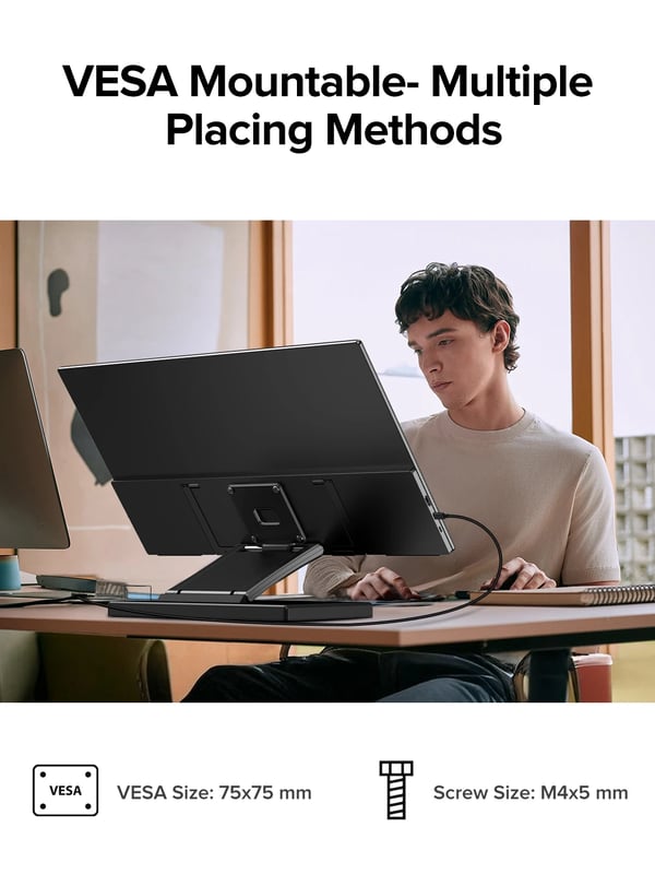 Bærbar Skærm, 21,5 Tommer IPS Skærm, 120Hz Opdateringsfrekvens,120HZ, EU-stik