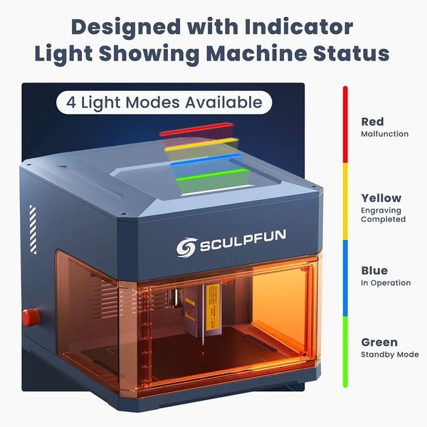 Lasergravør, Højhastighedspræcision, Sikker Indkapslet Design,EU, SCULPFUN iCube Ultra