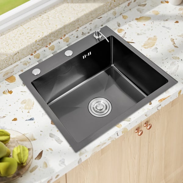 Køkkenvask, Rustfrit Stål Konstruktion, Moderne Design,sort