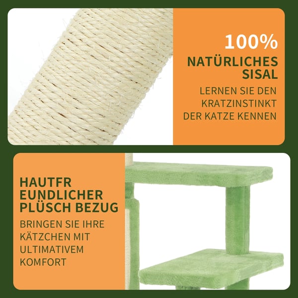 Kattetårn, Fire-niveau Design, Sisal Indpakket Kradseposter,grøn