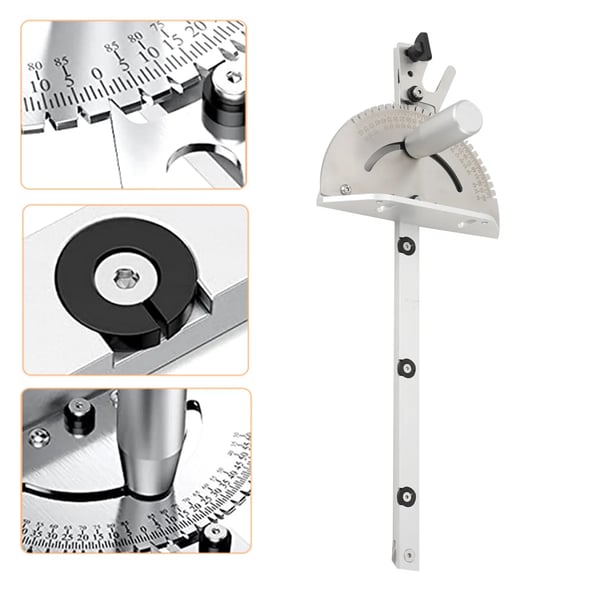 Miter Gauge, Aluminiumlegering, 3/8" x 3/4" Kompatibilitet, Justerbare Vinkelstop, Låselig Drejeområde, Højpræcisionsdesign