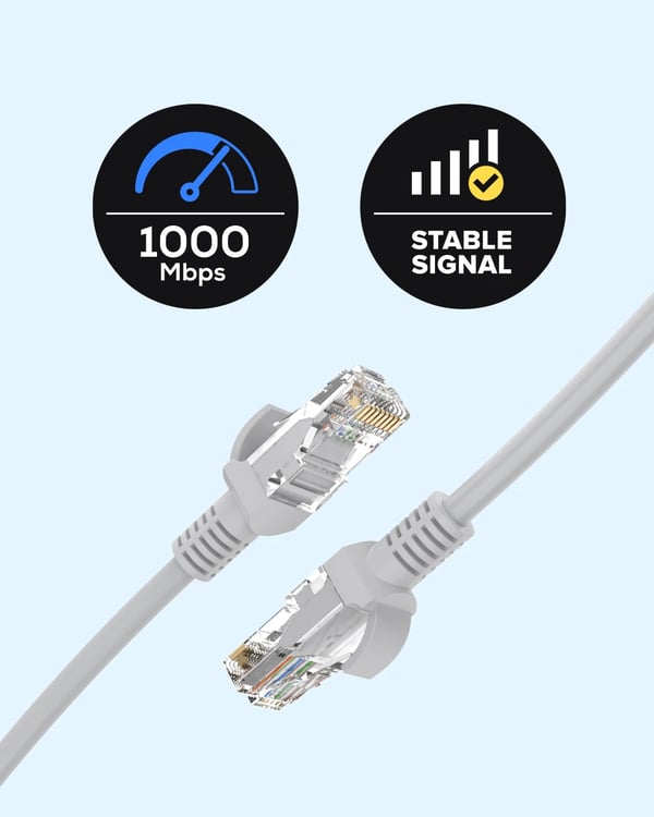 Ethernet Kabel, 30m Længde, Cat6e 4-Par UTP, 26 AWG Leder, 8P8C Guldbelagte Stik, 100Mbps Overførselshastighed