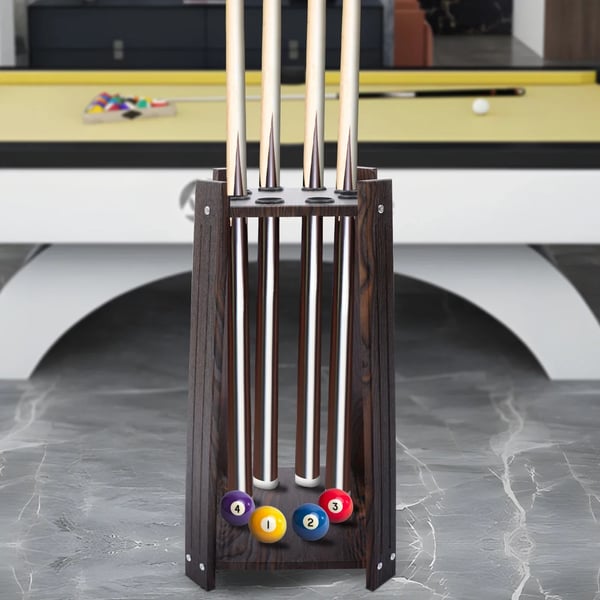 Billardkøholder, 8-huls design, holdbar trækonstruktion,Brun