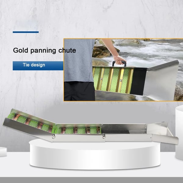Guldsluiceboks, Aluminiumlegering, Længde 50 tommer, Bredde 9 tommer, Højde 2,6 tommer, Udvidet åbning 14 tommer