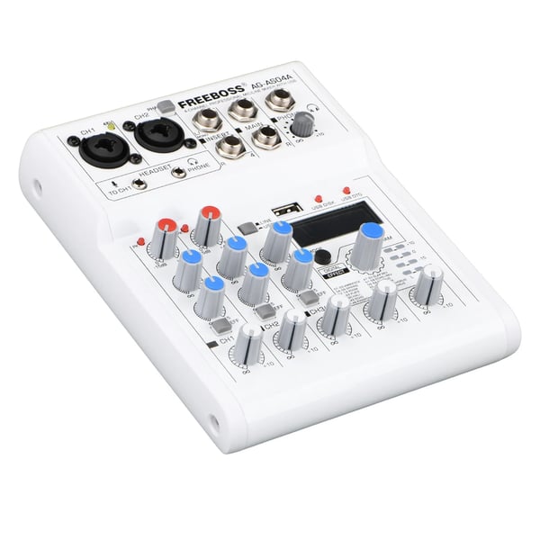 FREEBOSS Mixerkonsol, 4 Kanaler, Bluetooth-funktion,EU-stik