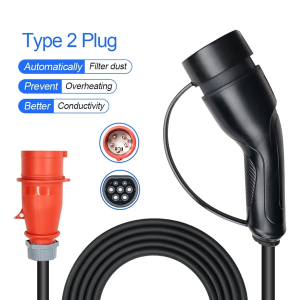 Bærbar EV-lader, 11KW effektudgang, 10M kabel længde,TYPE2