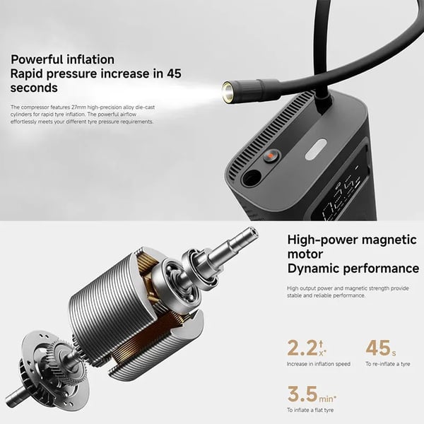 Elektrisk Luftkompressor, Snabb Uppblåsning, Bärbar Design,Luftkompressor 2 Pro